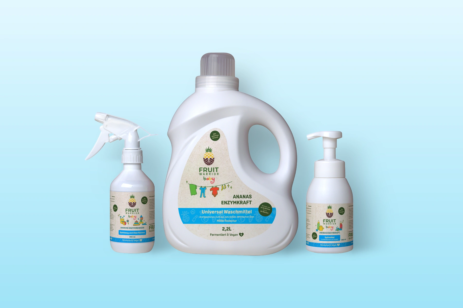 Baby Care Set: Baby Universal Waschmittel, Baby Spülmittel und Baby Spielzeug Enzymreiniger
