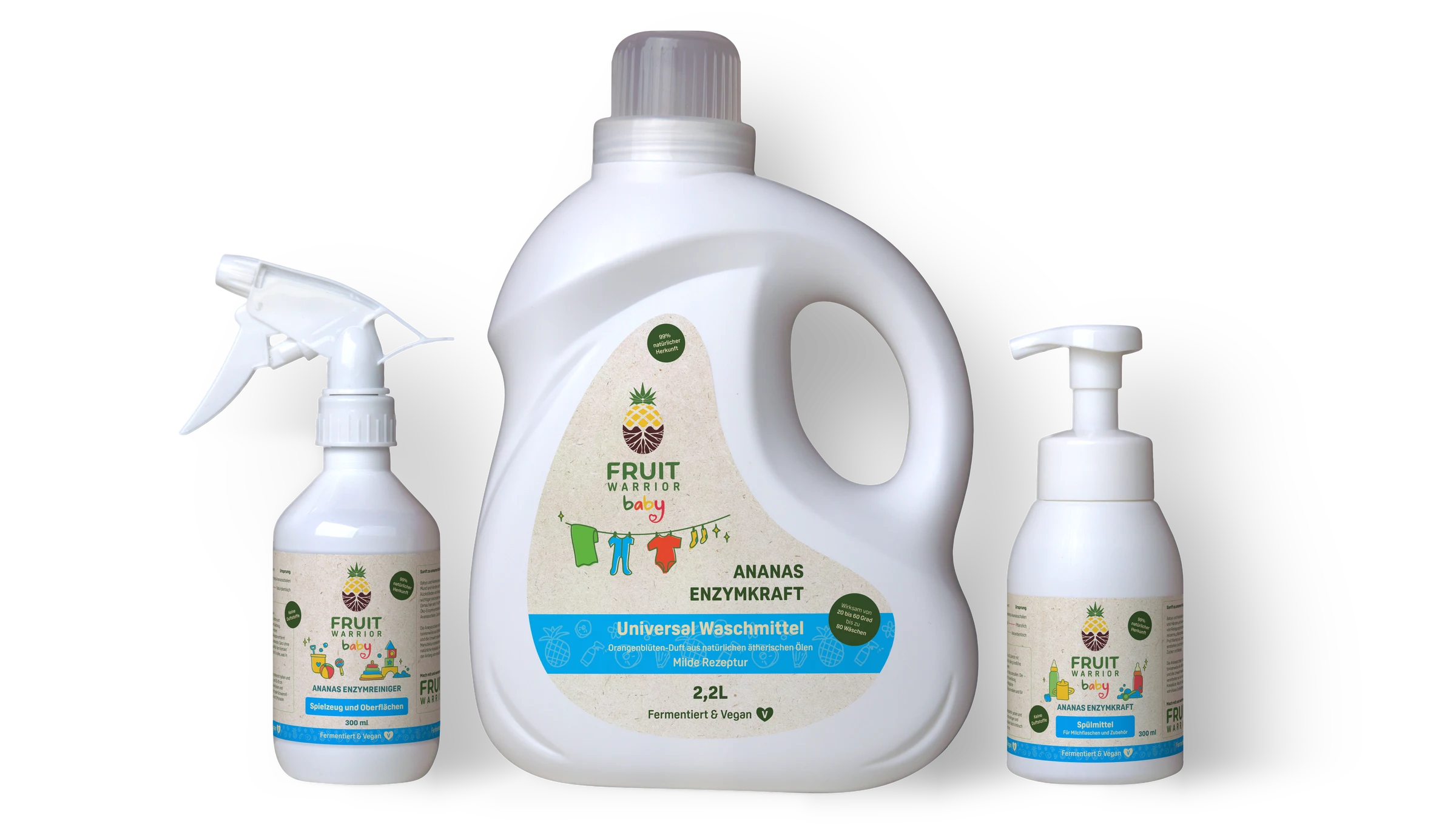 Baby Care Set: Baby Universal Waschmittel, Baby Spülmittel und Baby Spielzeug Enzymreiniger